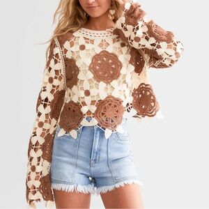 EB LUXE Crochet Cropped Sweater XL